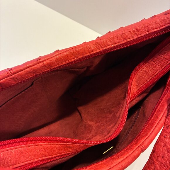 Red Ostrich Leather Handbag – Made in South Africa – Elegant Top-Handle Shoulder - Picture 7 of 11